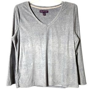 Gloria Vanderbilt Pajamas Sweater Gray Crewneck 2X